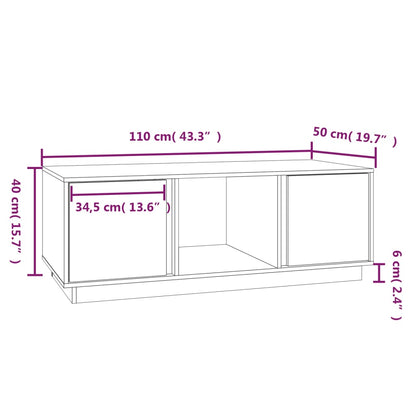 Tavolino da Salotto Grigio 110x50x40 cm Legno Massello di Pino | homemem39