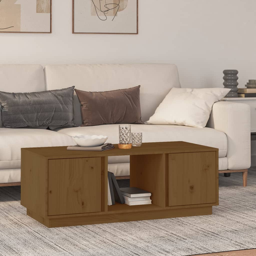 Tavolino da Salotto ambra 110x50x40 cm Legno Massello di Pino | homemem39