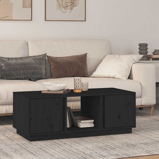 Tavolino da Salotto Nero 110x50x40 cm Legno Massello di Pino | homemem39