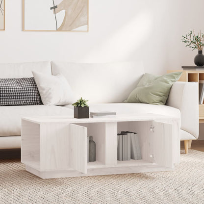 Tavolino da Salotto Bianco 110x50x40 cm Legno Massello di Pino | homemem39