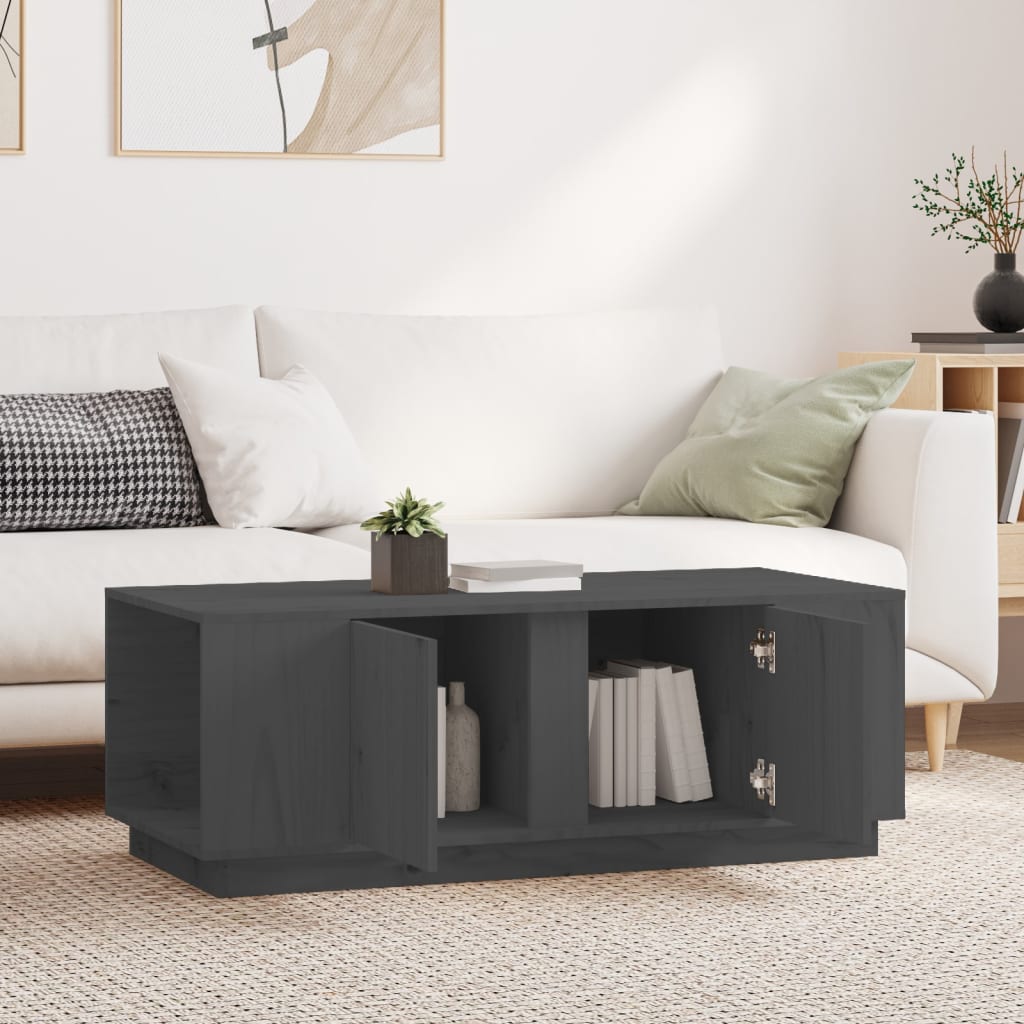 Tavolino da Salotto Grigio 110x50x40 cm Legno Massello di Pino | homemem39