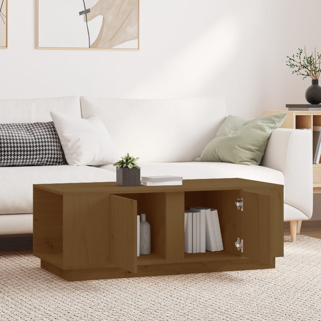 Tavolino da Salotto ambra 110x50x40 cm Legno Massello di Pino | homemem39