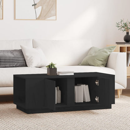 Tavolino da Salotto Nero 110x50x40 cm Legno Massello di Pino | homemem39