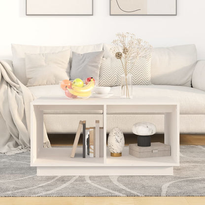 Tavolino da Salotto Bianco 80x50x40 cm Legno Massello di Pino | homemem39