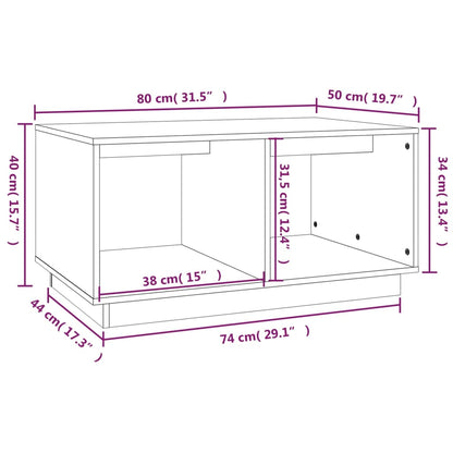Tavolino da Salotto Bianco 80x50x40 cm Legno Massello di Pino | homemem39