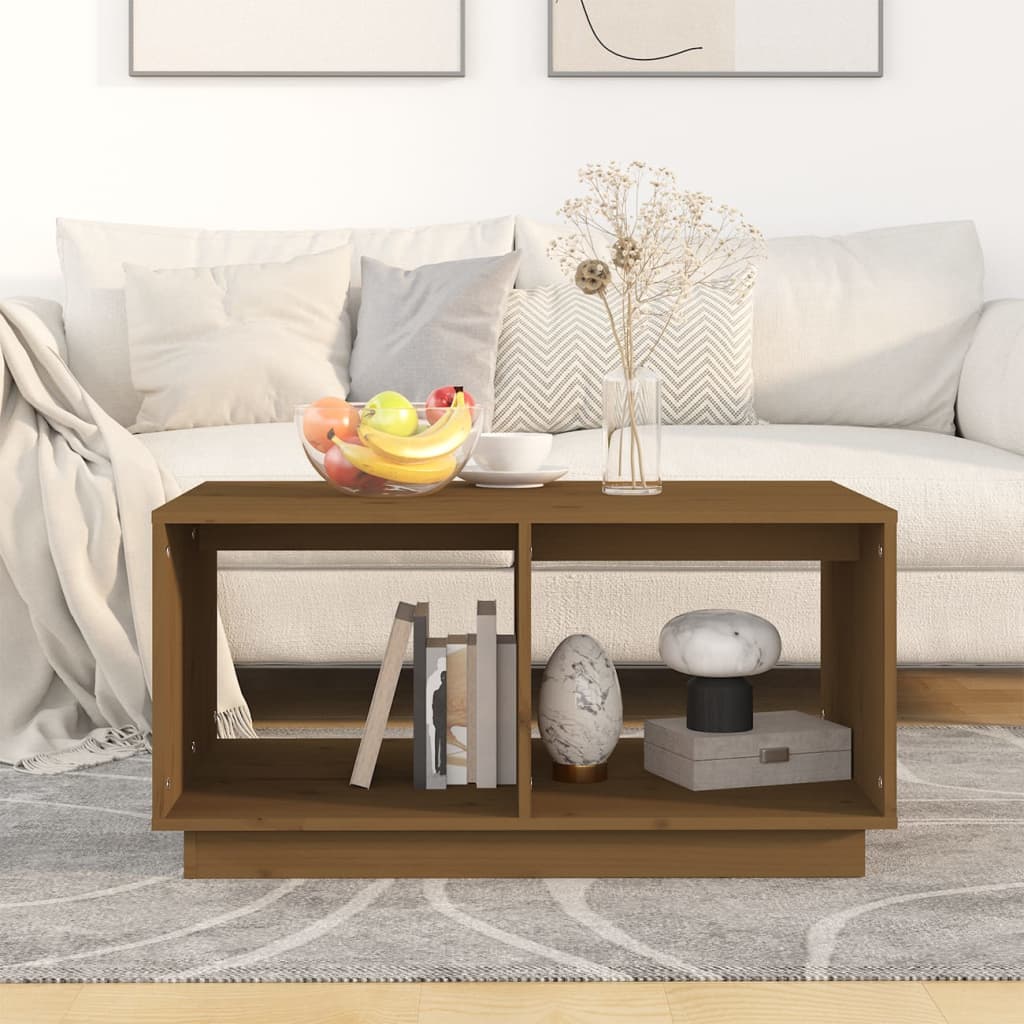 Tavolino da Salotto ambra 80x50x40 cm Legno Massello di Pino | homemem39