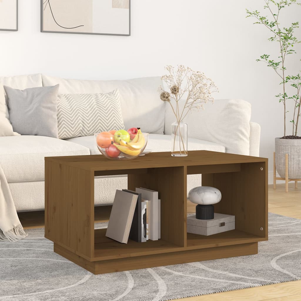 Tavolino da Salotto ambra 80x50x40 cm Legno Massello di Pino | homemem39