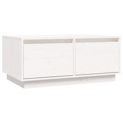 Tavolino da Salotto Bianco 80x50x35 cm Legno Massello di Pino | homemem39