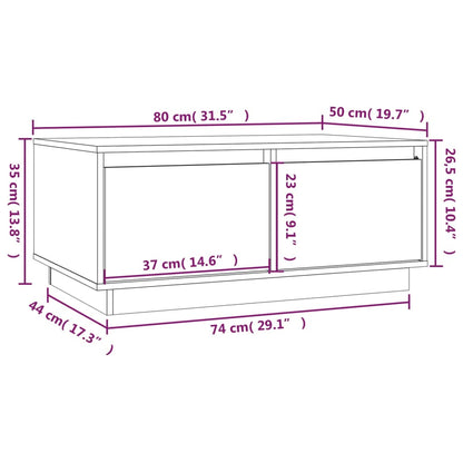 Tavolino da Salotto Bianco 80x50x35 cm Legno Massello di Pino | homemem39