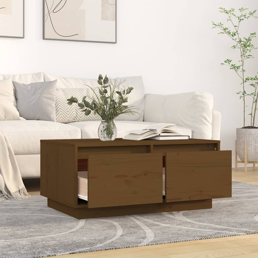 Tavolino da Salotto ambra 80x50x35 cm Legno Massello di Pino | homemem39
