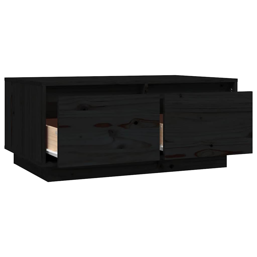Tavolino da Salotto Nero 80x50x35 cm Legno Massello di Pino | homemem39