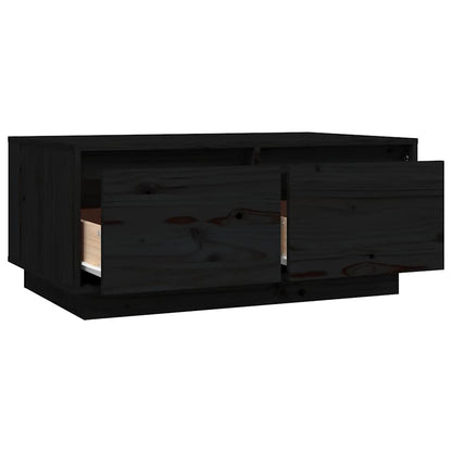 Tavolino da Salotto Nero 80x50x35 cm Legno Massello di Pino | homemem39