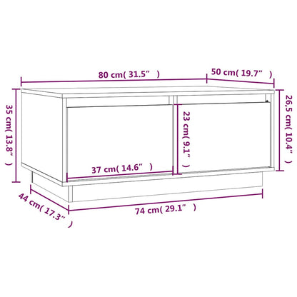 Tavolino da Salotto Nero 80x50x35 cm Legno Massello di Pino | homemem39