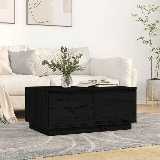 Tavolino da Salotto Nero 80x50x35 cm Legno Massello di Pino | homemem39