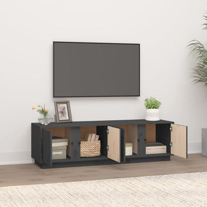 Mobile Porta TV Grigio 140x40x40 cm in Legno Massello di Pino - homemem39