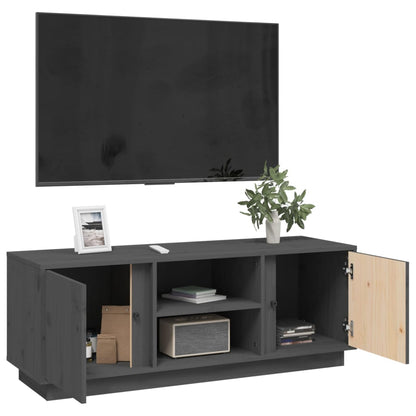 Mobile Porta TV Grigio 110x35x40,5 cm in Legno Massello di Pino - homemem39