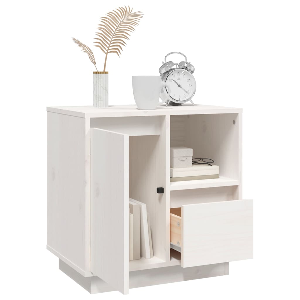 Comodini 2 pz Bianco 50x34x50 cm in Legno Massello di Pino - homemem39