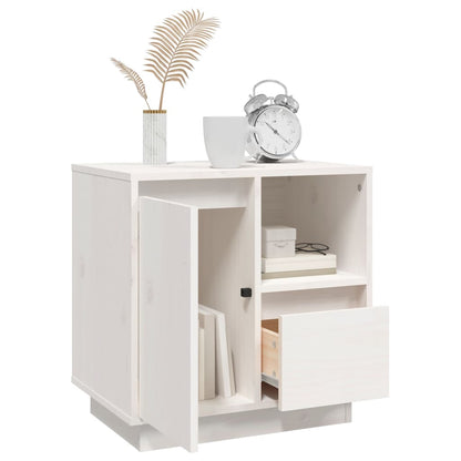 Comodini 2 pz Bianco 50x34x50 cm in Legno Massello di Pino - homemem39