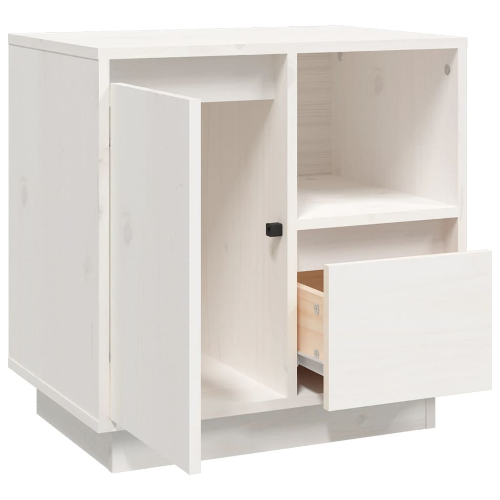 Comodini 2 pz Bianco 50x34x50 cm in Legno Massello di Pino - homemem39