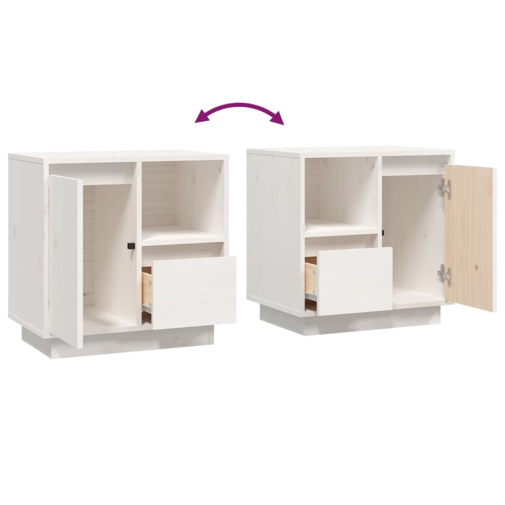 Comodini 2 pz Bianco 50x34x50 cm in Legno Massello di Pino - homemem39