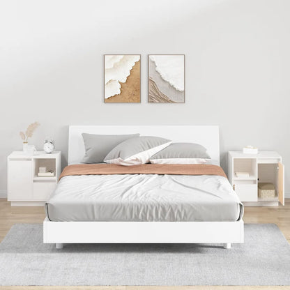 Comodini 2 pz Bianco 50x34x50 cm in Legno Massello di Pino - homemem39