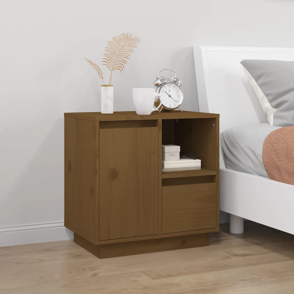 Comodini 2 pz ambra 50x34x50 cm in Legno Massello di Pino - homemem39