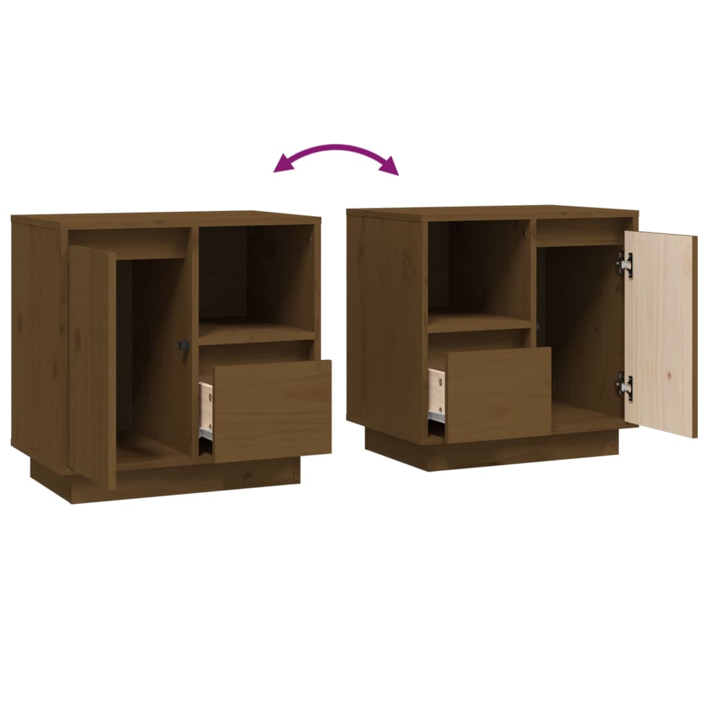 Comodini 2 pz ambra 50x34x50 cm in Legno Massello di Pino - homemem39
