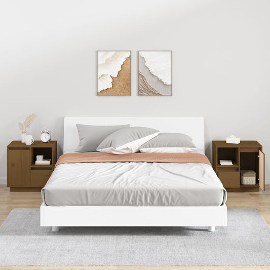 Comodini 2 pz ambra 50x34x50 cm in Legno Massello di Pino - homemem39