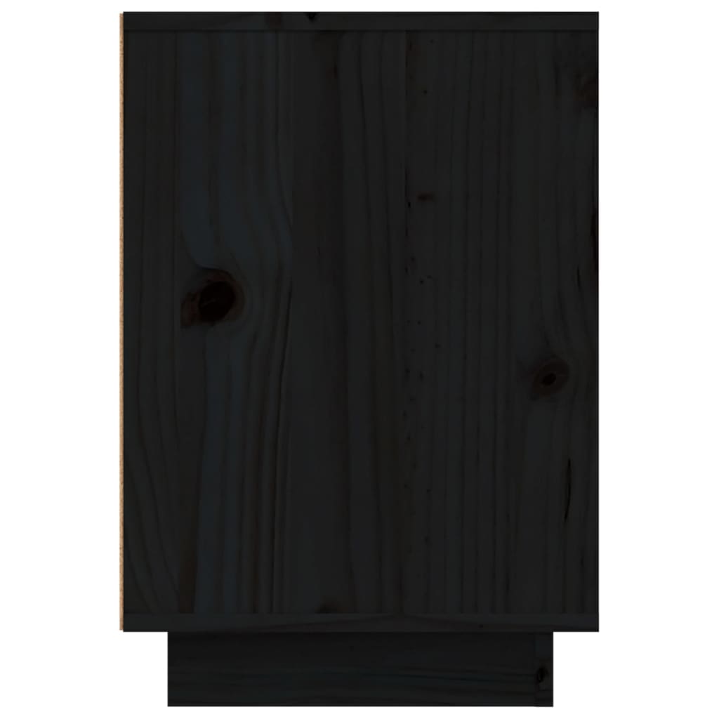 Comodino Nero 50x34x50 cm in Legno Massello di Pino - homemem39