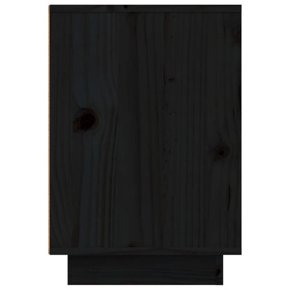 Comodino Nero 50x34x50 cm in Legno Massello di Pino - homemem39