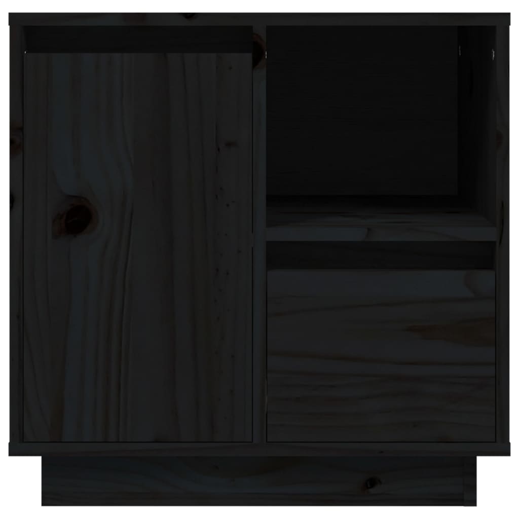 Comodini 2 pz Neri 50x34x50 cm in Legno Massello di Pino - homemem39