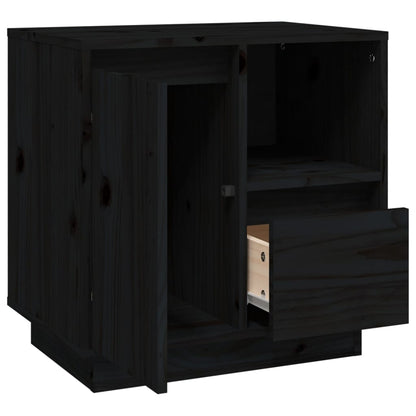 Comodini 2 pz Neri 50x34x50 cm in Legno Massello di Pino - homemem39