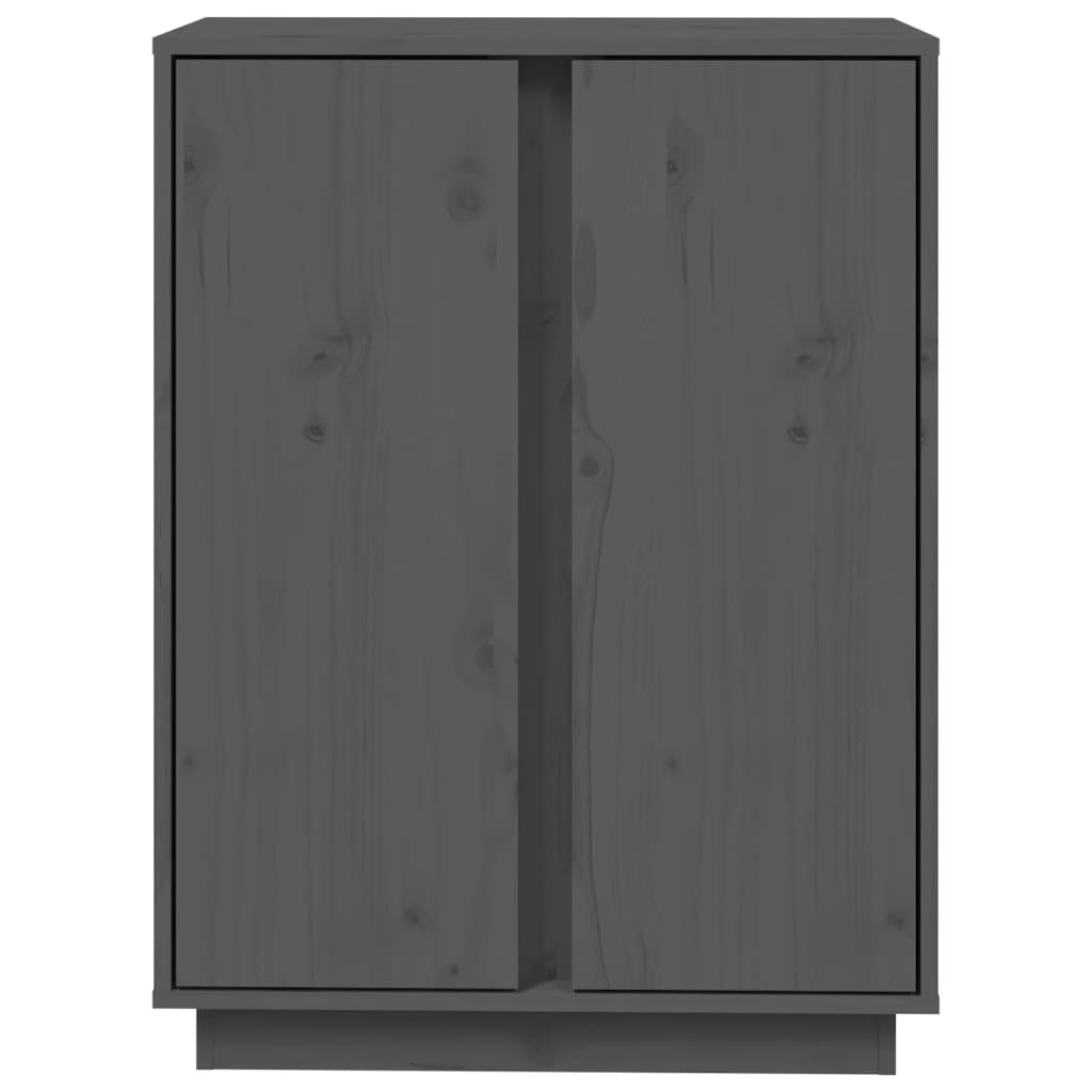 Credenza Grigia 60x35x80 cm in Legno Massello di Pino - homemem39