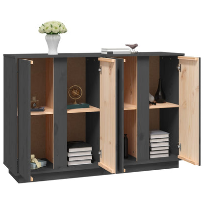 Credenza Grigia 120x35x80 cm in Legno Massello di Pino - homemem39