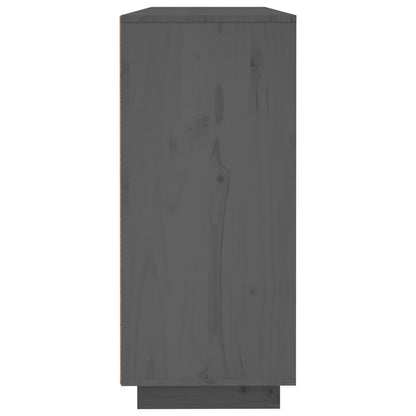 Credenza Grigia 120x35x80 cm in Legno Massello di Pino - homemem39