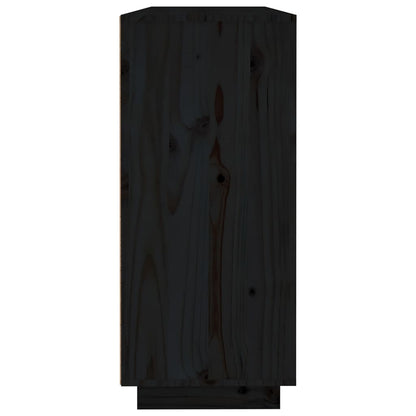 Credenza Nera 120x35x80 cm in Legno Massello di Pino - homemem39