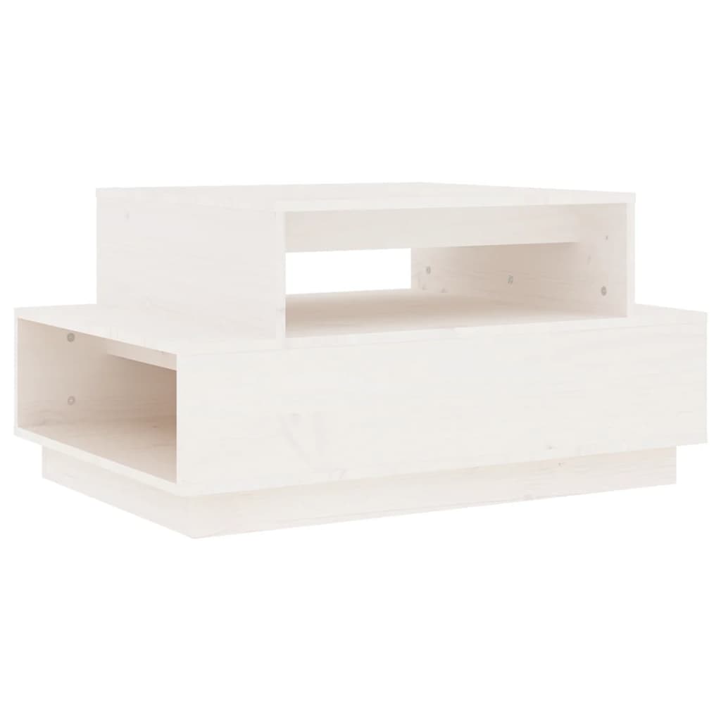 Tavolino da Salotto Bianco 80x55x40,5 cm Legno Massello di Pino | homemem39
