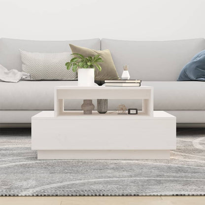 Tavolino da Salotto Bianco 80x55x40,5 cm Legno Massello di Pino | homemem39