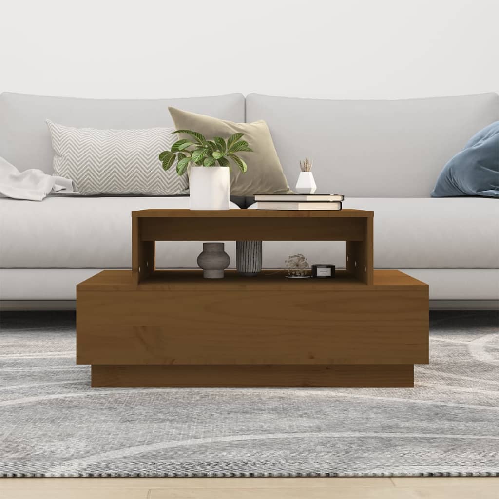 Tavolino da Salotto ambra 80x55x40,5 cm Legno Massello di Pino | homemem39