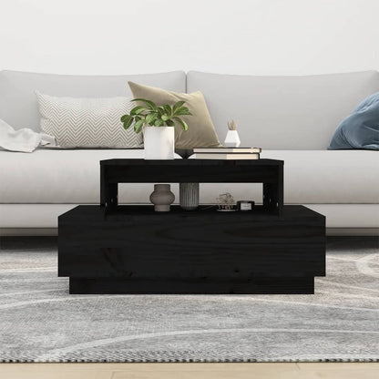 Tavolino da Salotto Nero 80x55x40,5 cm Legno Massello di Pino | homemem39