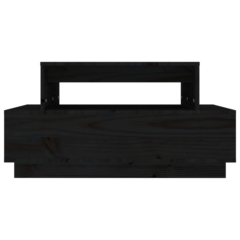 Tavolino da Salotto Nero 80x55x40,5 cm Legno Massello di Pino | homemem39