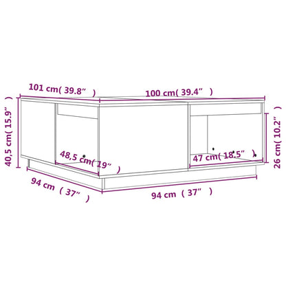 Tavolino da Salotto Grigio 100x101x40,5 cm Legno Massello Pino | homemem39