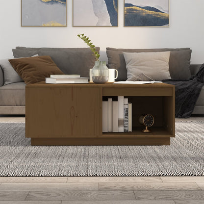 Tavolino da Salotto ambra 100x101x40,5cm Legno Massello di Pino | homemem39