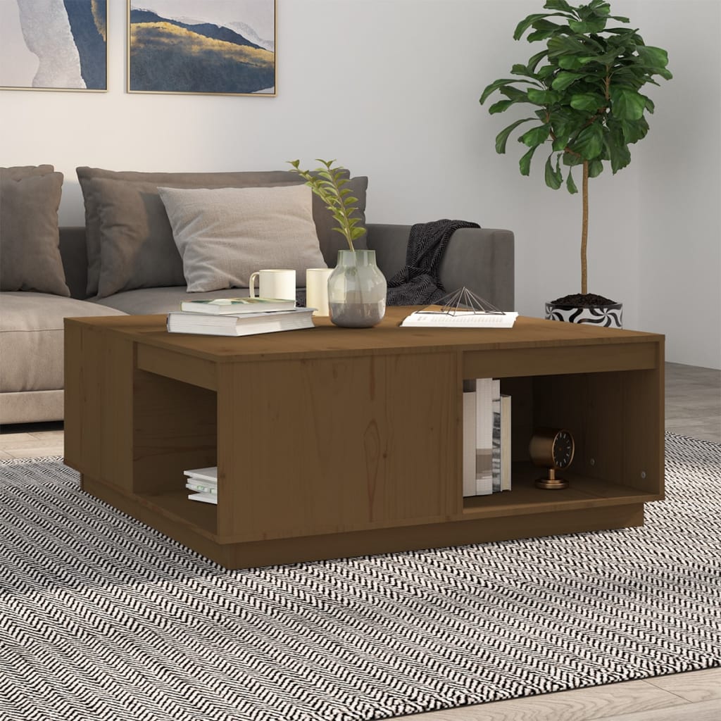 Tavolino da Salotto ambra 100x101x40,5cm Legno Massello di Pino | homemem39