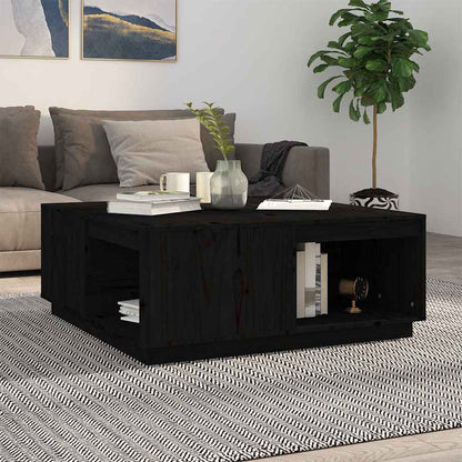 Tavolino da Salotto Nero 100x101x40,5 cm Legno Massello di Pino | homemem39