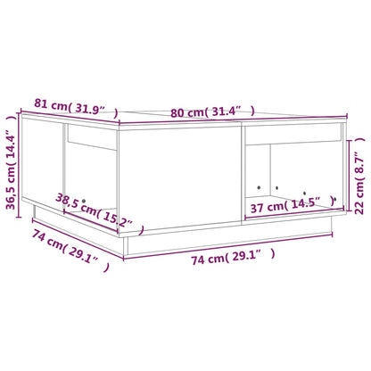 Tavolino da Salotto 80x81x36,5 cm in Legno Massello di Pino | homemem39