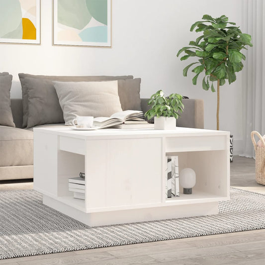 Tavolino da Salotto Bianco 60x61x32,5 cm Legno Massello di Pino | homemem39