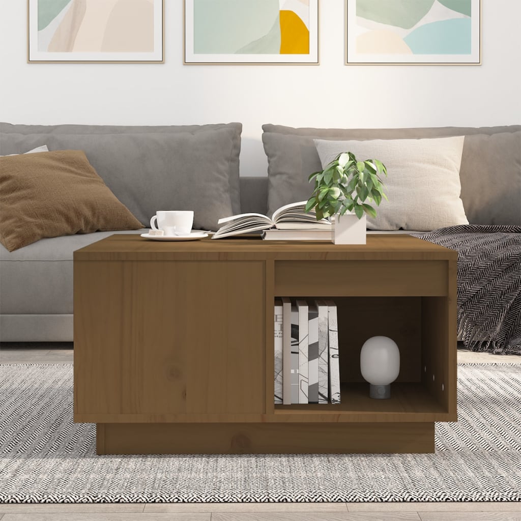 Tavolino da Salotto ambra 60x61x32,5 cm Legno Massello di Pino | homemem39
