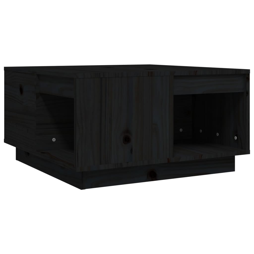Tavolino da Salotto Nero 60x61x32,5 cm Legno Massello di Pino