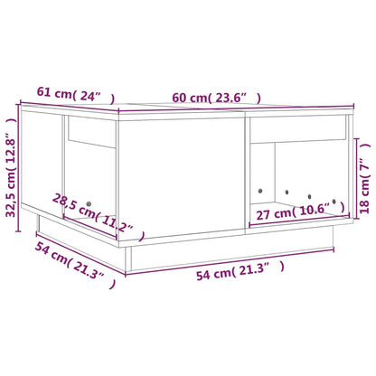 Tavolino da Salotto Nero 60x61x32,5 cm Legno Massello di Pino | homemem39